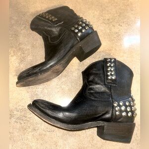 ASH Black Studded Ankle Western Style Boots